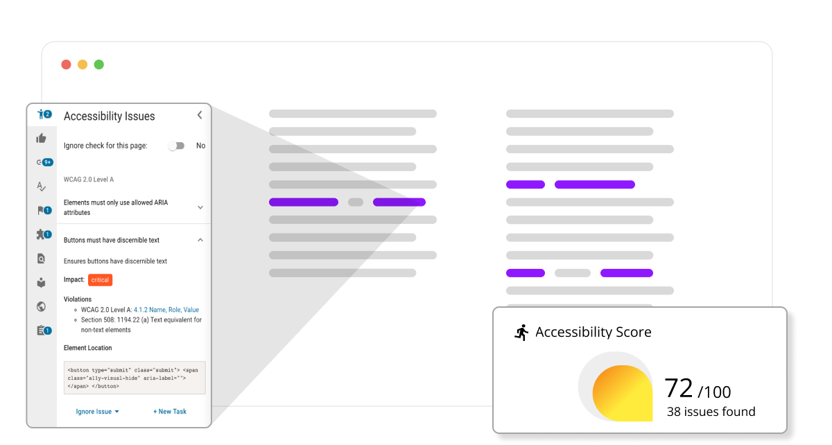 The DubBot dashboard, a site’s issues grouped by check